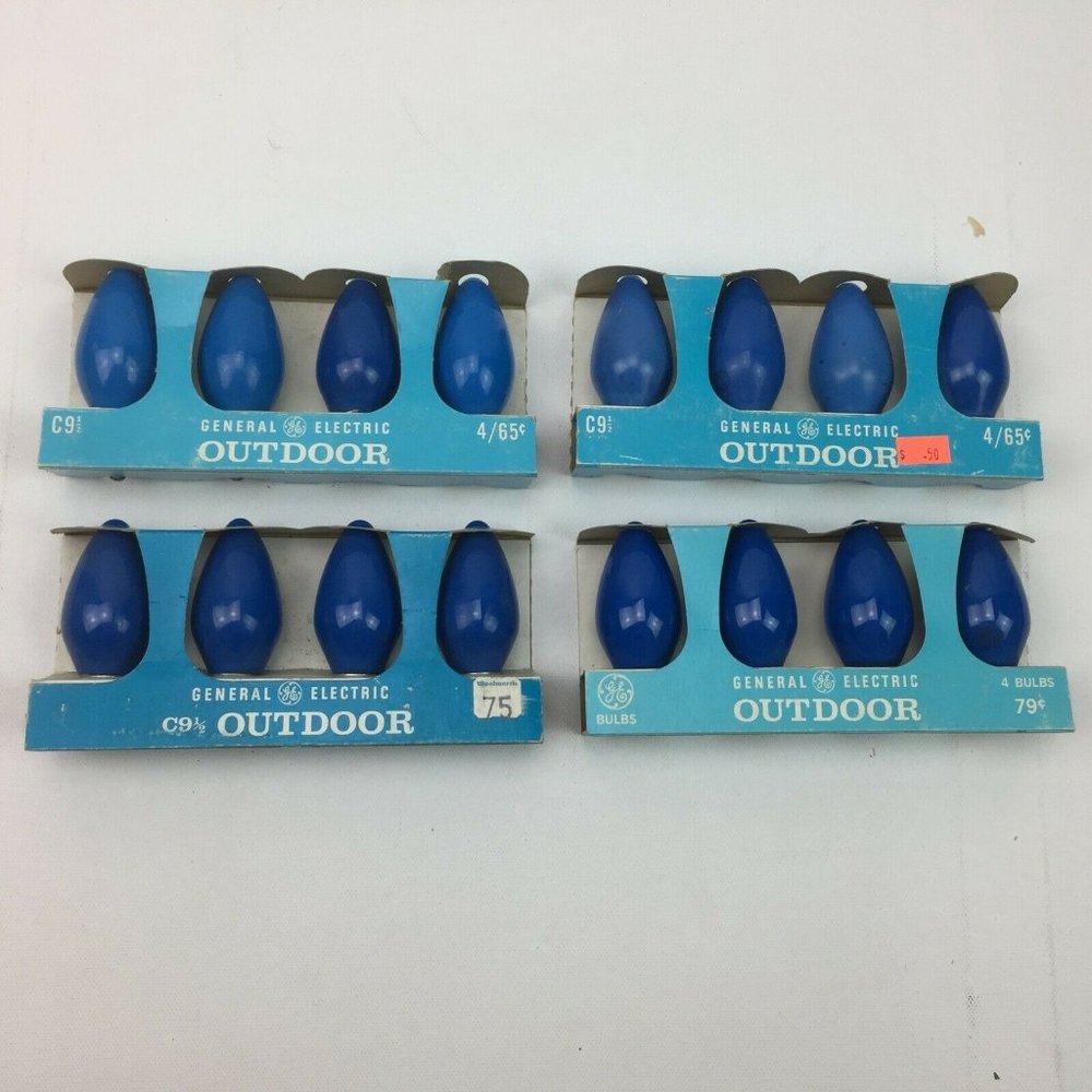 General Electric GE C9-1/2 Outdoor Christmas Lamps Hanukkah Blue Bulbs